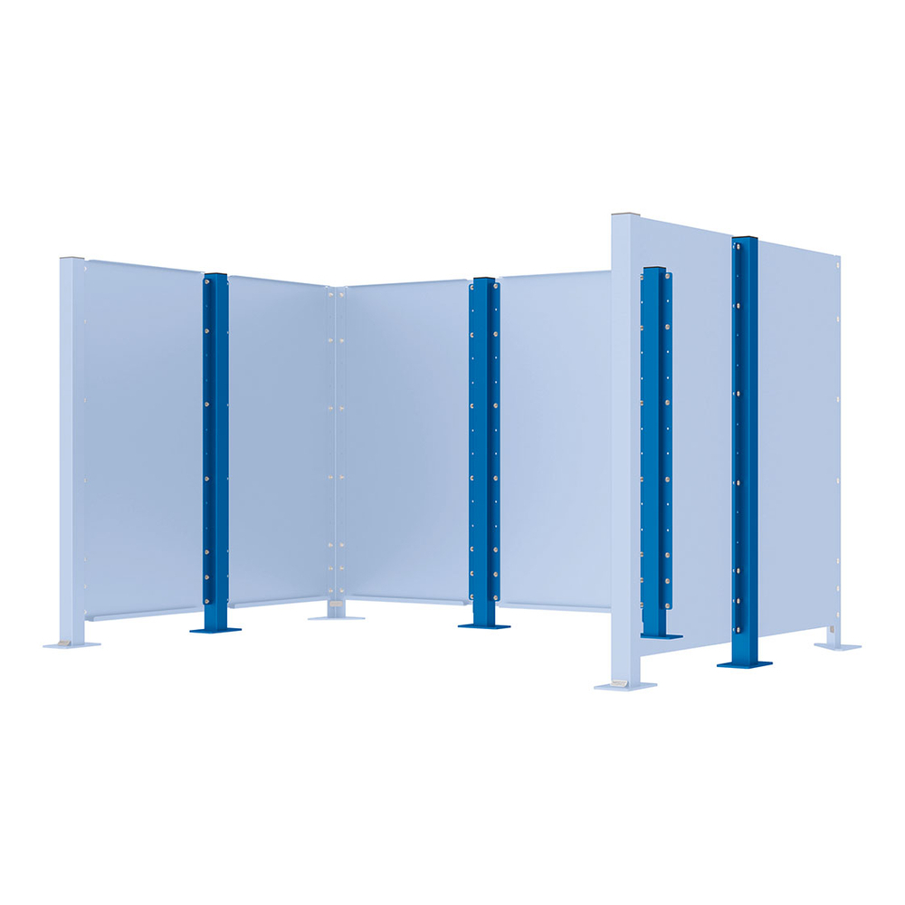 Poteau cache-conteneurs modulable peint sur Galva RAL5010 - Poteau intermédiaire sur platine fixe - PROCITY - 208197.5010