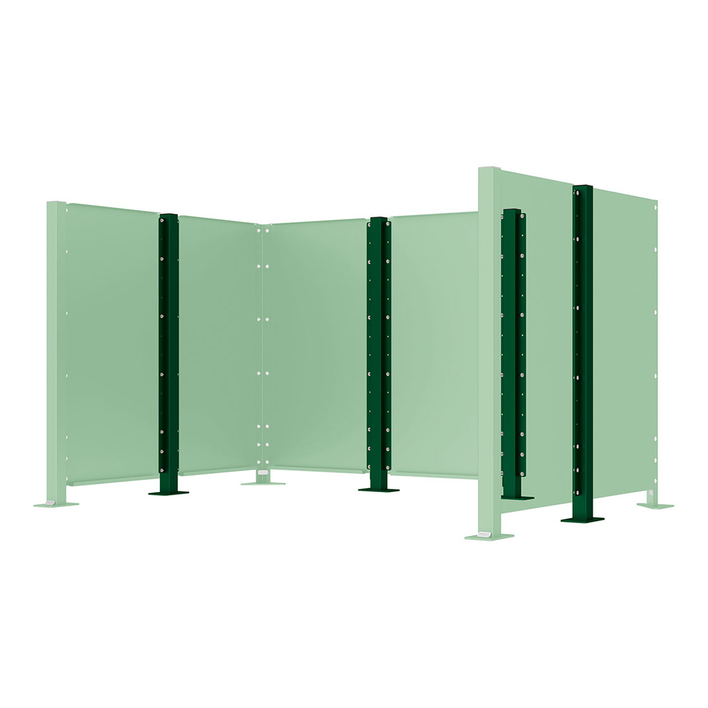 Poteau cache-conteneurs modulable peint sur Galva RAL6005 - Poteau intermédiaire sur platine fixe - PROCITY - 208197.6005