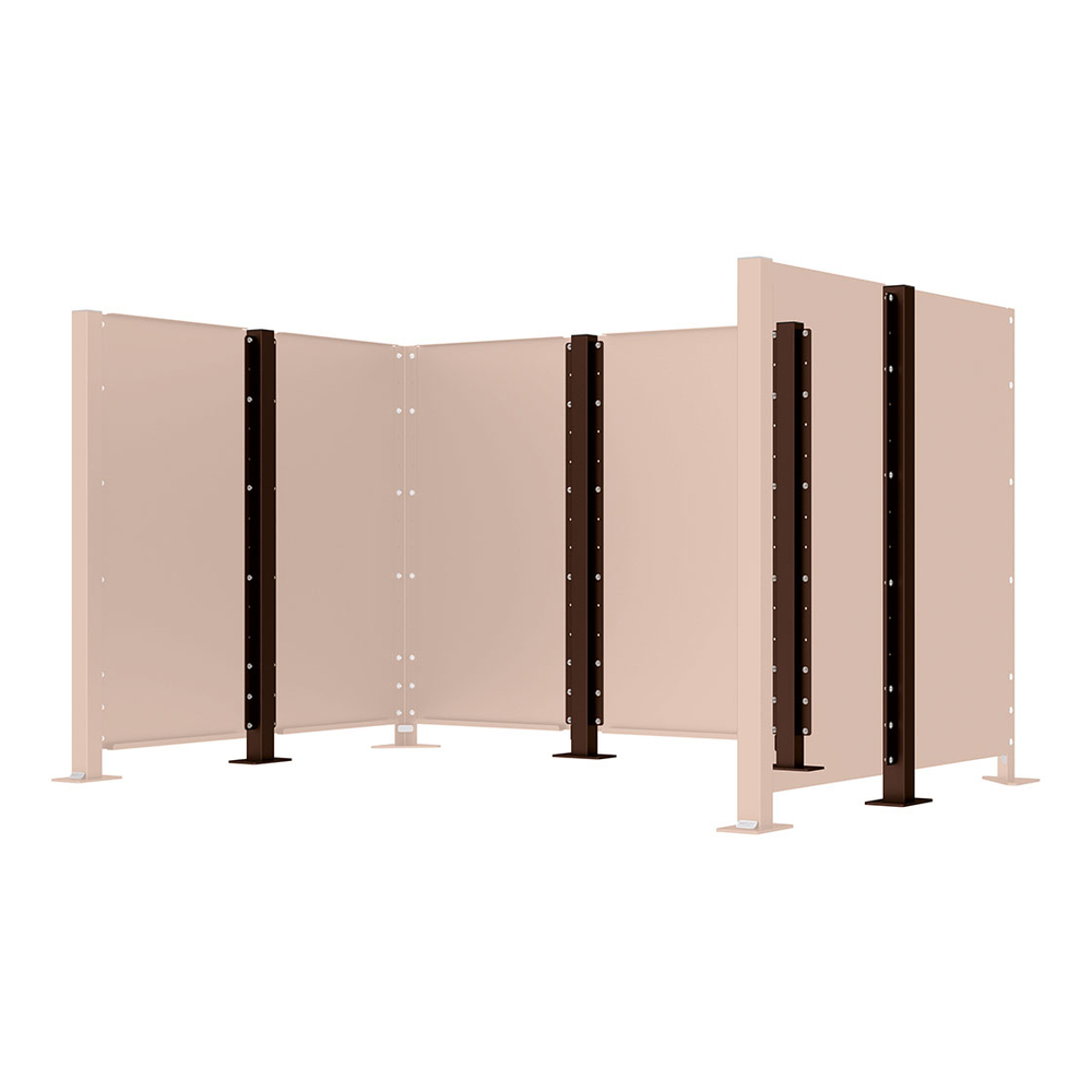 Poteau cache-conteneurs modulable peint sur Galva RAL8017 - Poteau intermédiaire sur platine fixe - PROCITY - 208197.8017