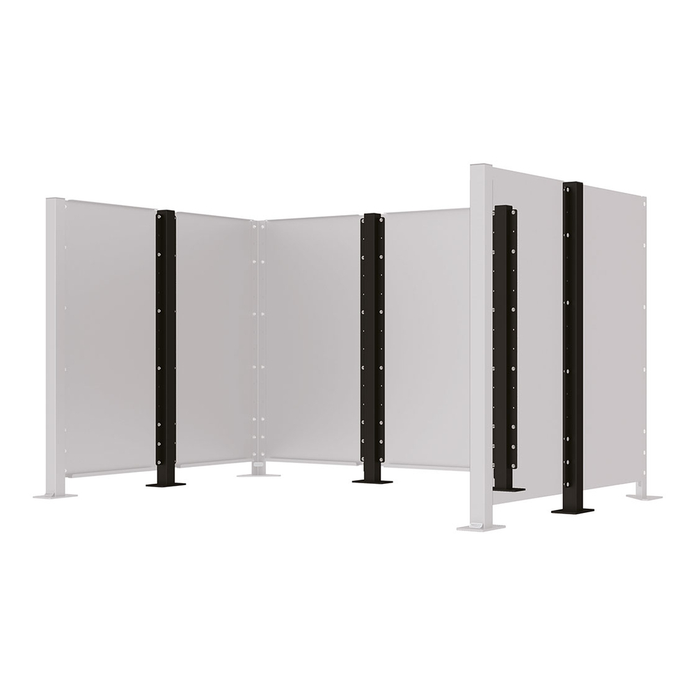 Poteau cache-conteneurs modulable peint sur Galva RAL9005 - Poteau intermédiaire sur platine fixe - PROCITY - 208197.9005