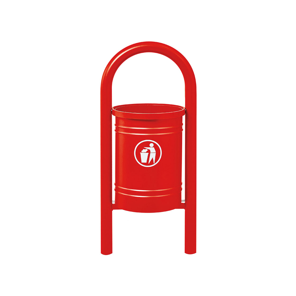 Corbeille Vercors 40 litres RAL3020 - seau intérieur - PROCITY - 208211.3020