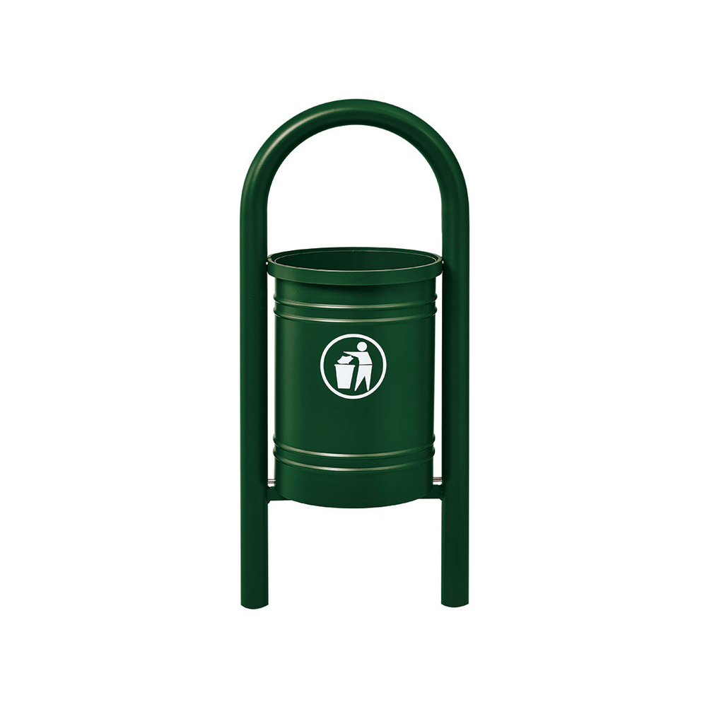 Corbeille Vercors 40 litres RAL6005 - seau intérieur - PROCITY - 208211.6005