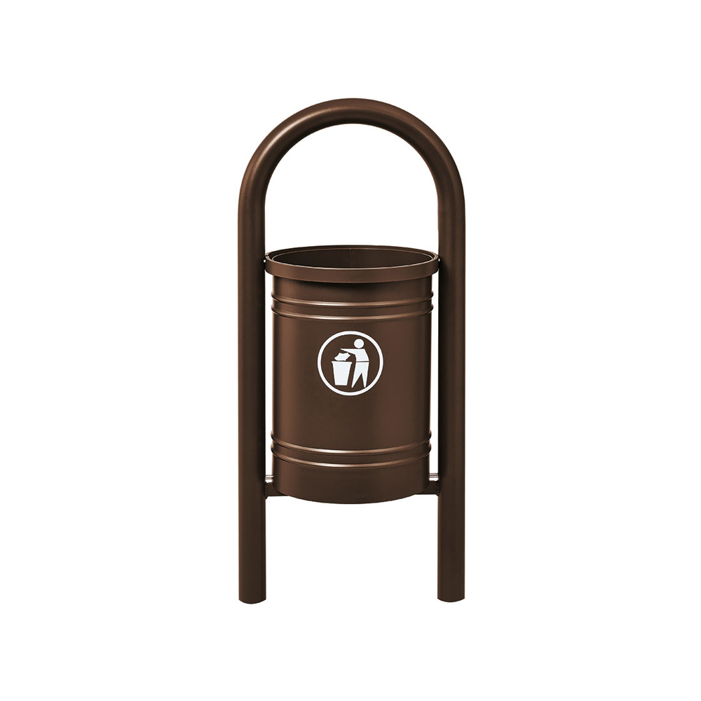 Corbeille Vercors 40 litres RAL8017 - seau intérieur - PROCITY - 208211.8017