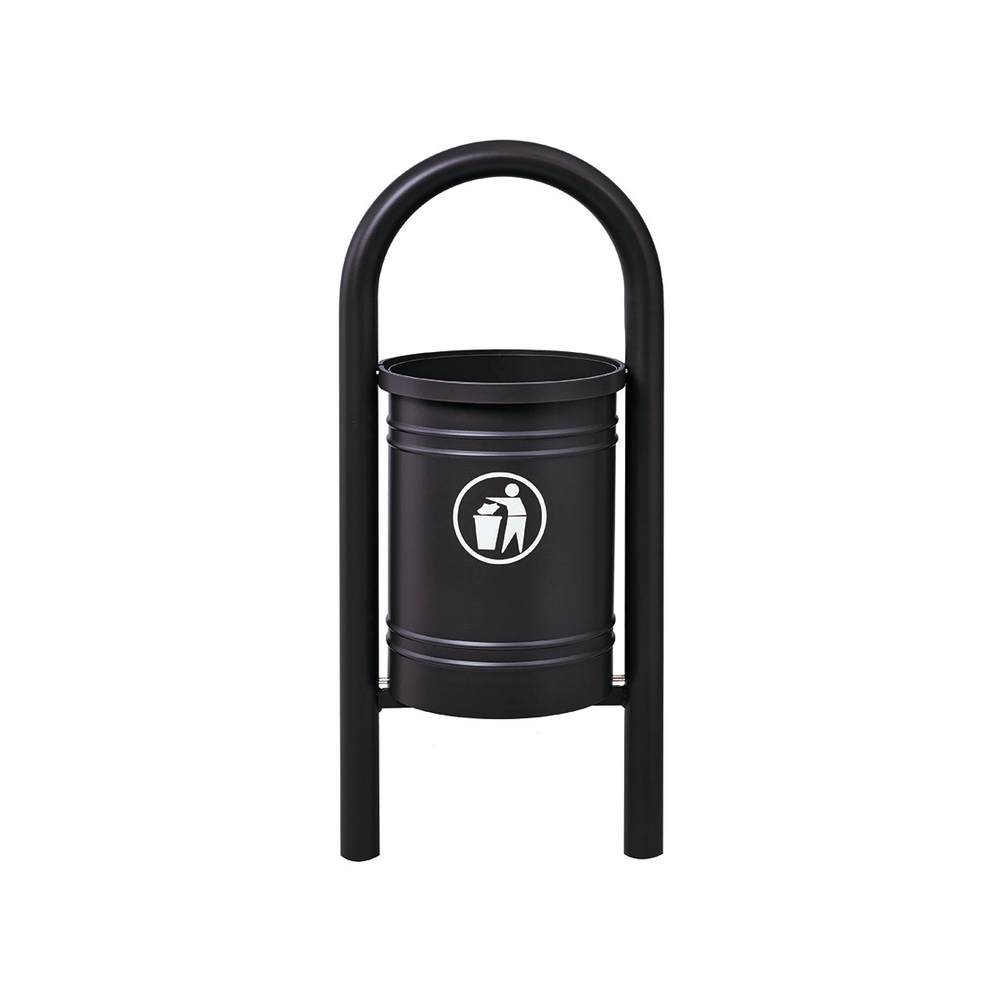 Corbeille Vercors 40 litres RAL9005 - seau intérieur - PROCITY - 208211.9005