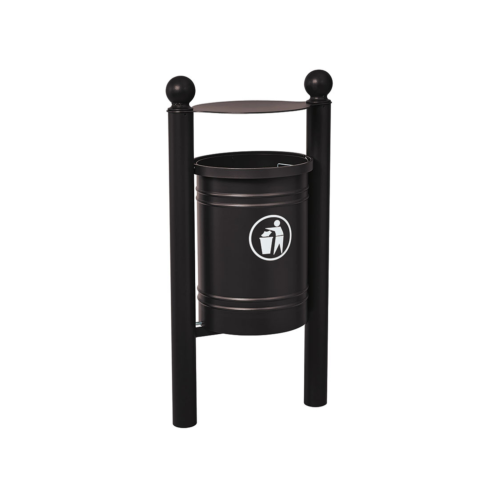 Corbeille Saintonge Boule 40 litres RAL9005 - seau intérieur - PROCITY - 208227.9005