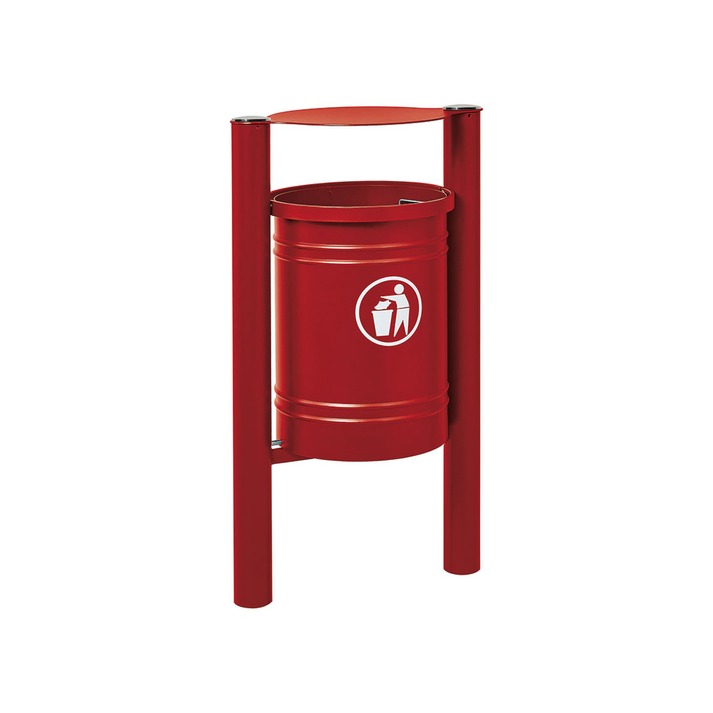 Corbeille Saintonge Inox brossé 40 litres RAL3004 - seau intérieur - PROCITY - 208233.3004