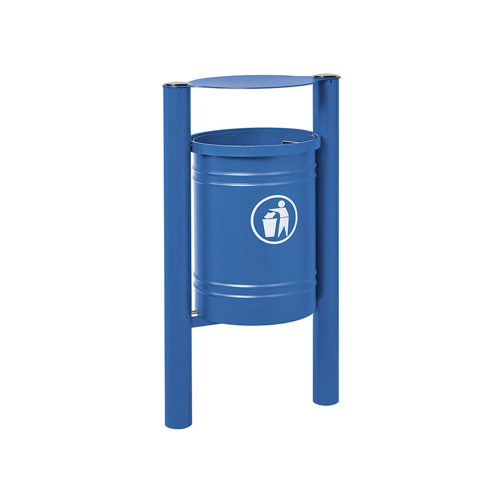 Corbeille Saintonge Inox brossé 40 litres RAL5010 - seau intérieur - PROCITY - 208233.5010
