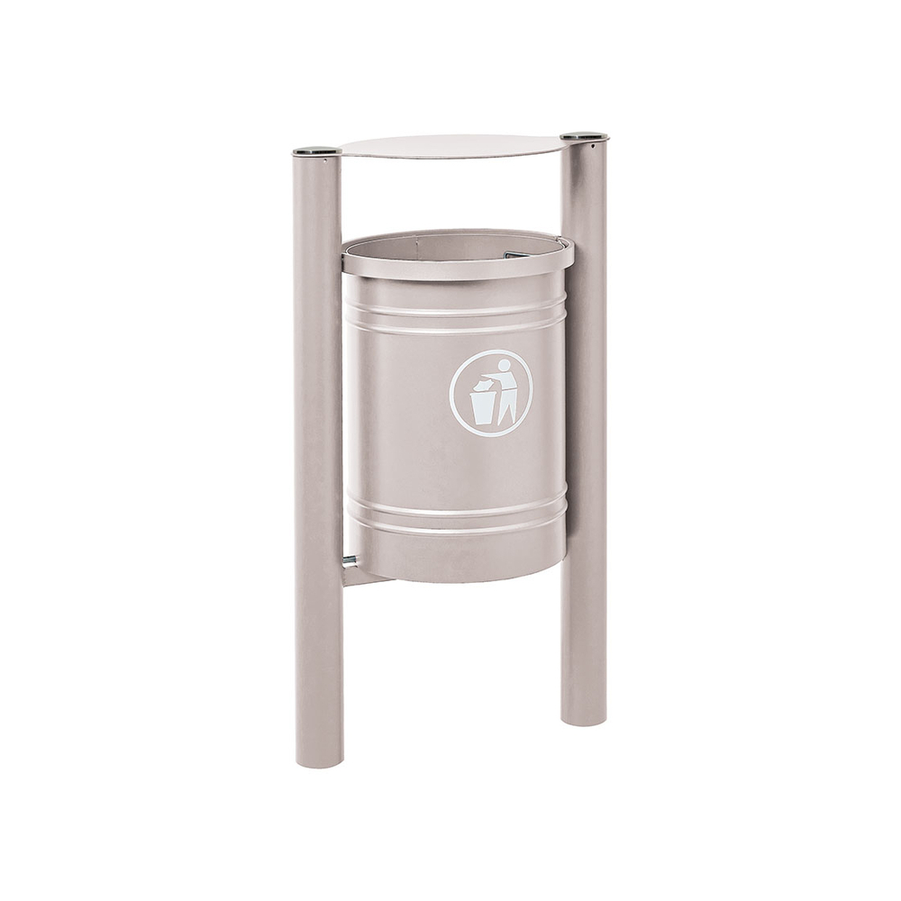 Corbeille Saintonge Inox brossé 40 litres RAL7044 - seau intérieur - PROCITY - 208233.7044