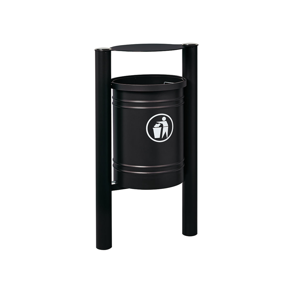 Corbeille Saintonge Inox brossé 40 litres RAL9005 - seau intérieur - PROCITY - 208233.9005