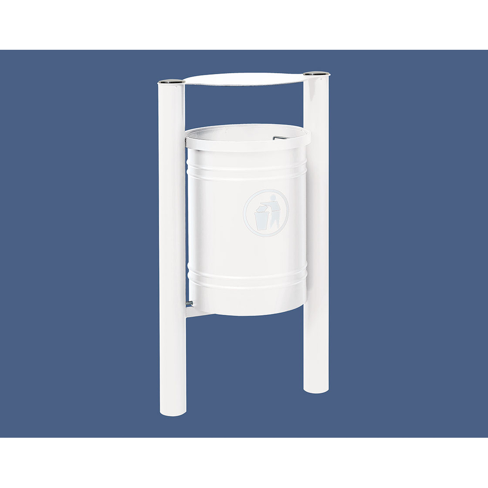 Corbeille Saintonge Inox brossé 40 litres RAL9010 - seau intérieur - PROCITY - 208233.9010