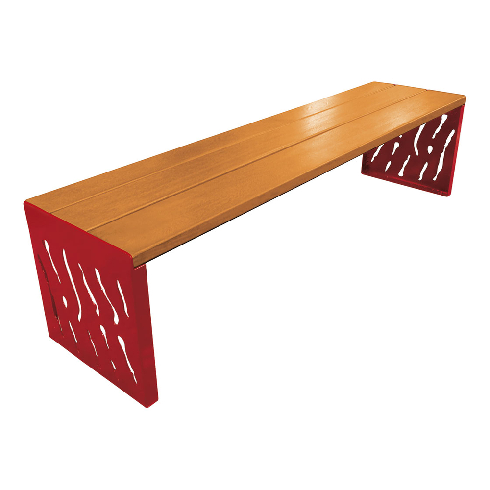 Banquette Venise acier et bois RAL3004 - lasuré chêne clair - PROCITY - 209169.3004.CHEC