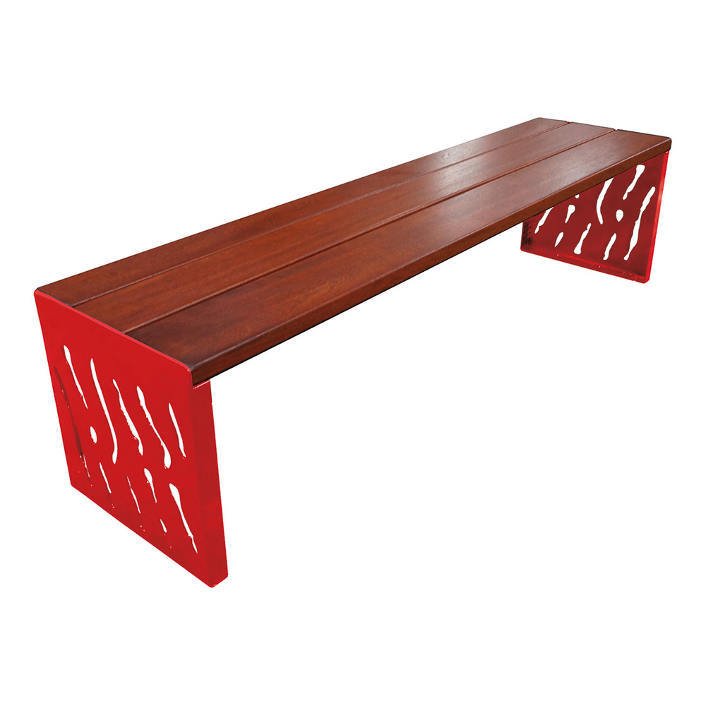 Banquette Venise acier et bois RAL3020 - lasuré acajou - PROCITY - 209169.3020.ACAJ