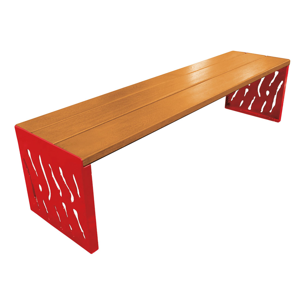 Banquette Venise acier et bois RAL3020 - lasuré chêne clair - PROCITY - 209169.3020.CHEC