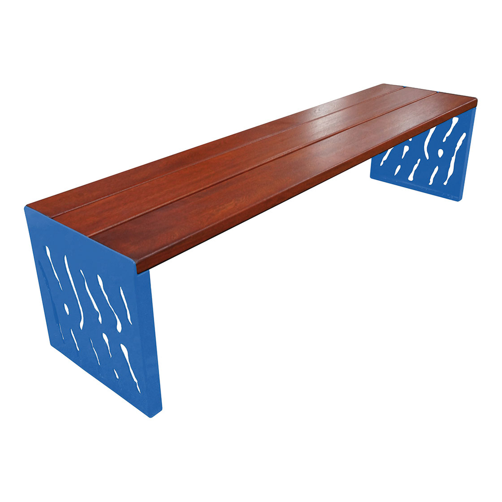 Banquette Venise acier et bois RAL5010 - lasuré acajou - PROCITY - 209169.5010.ACAJ