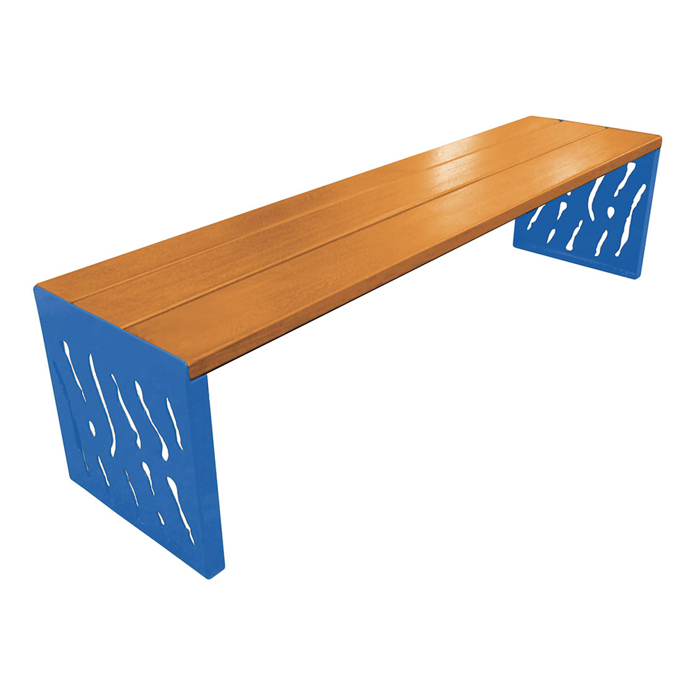 Banquette Venise acier et bois RAL5010 - lasuré chêne clair - PROCITY - 209169.5010.CHEC