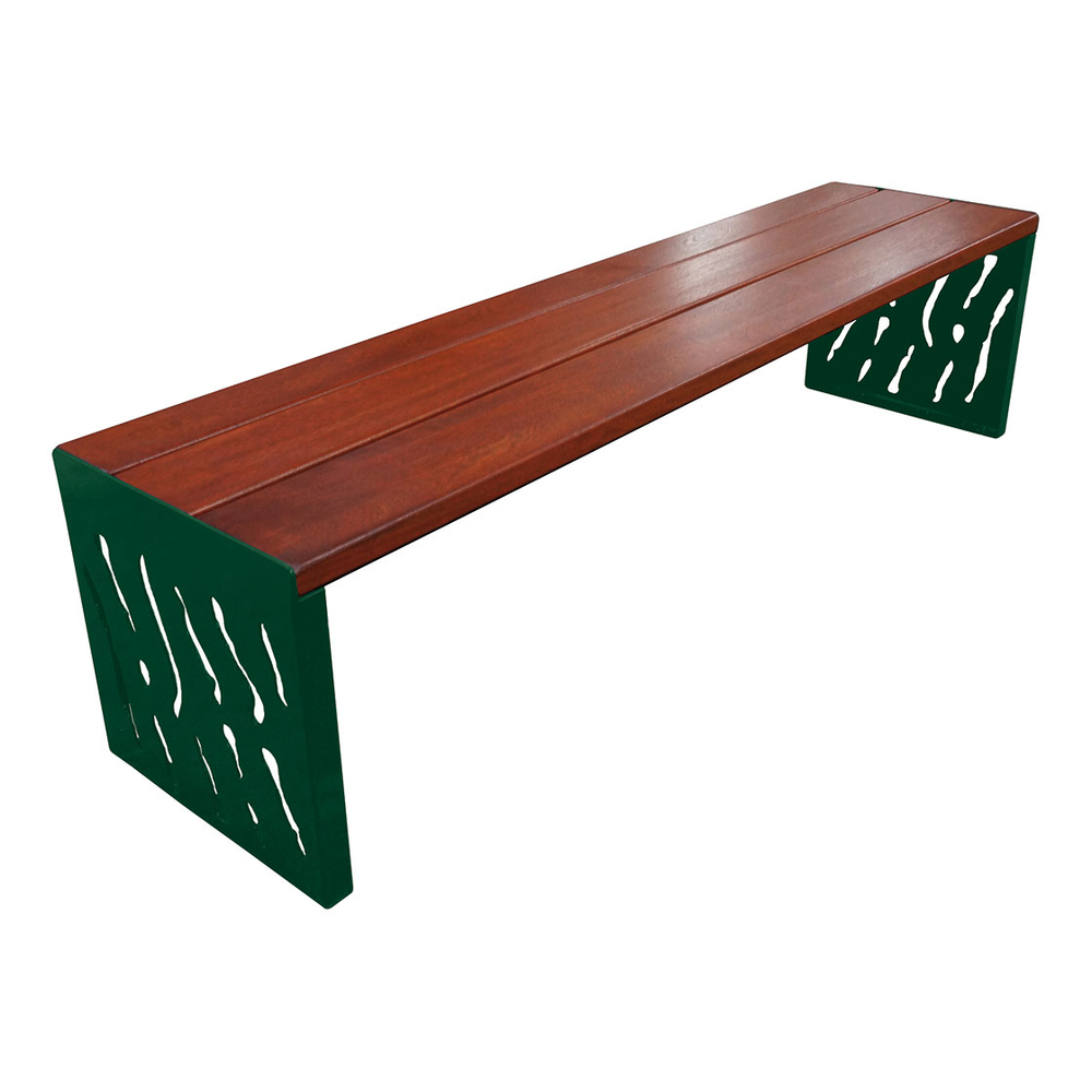 Banquette Venise acier et bois RAL6005 - lasuré acajou - PROCITY - 209169.6005.ACAJ