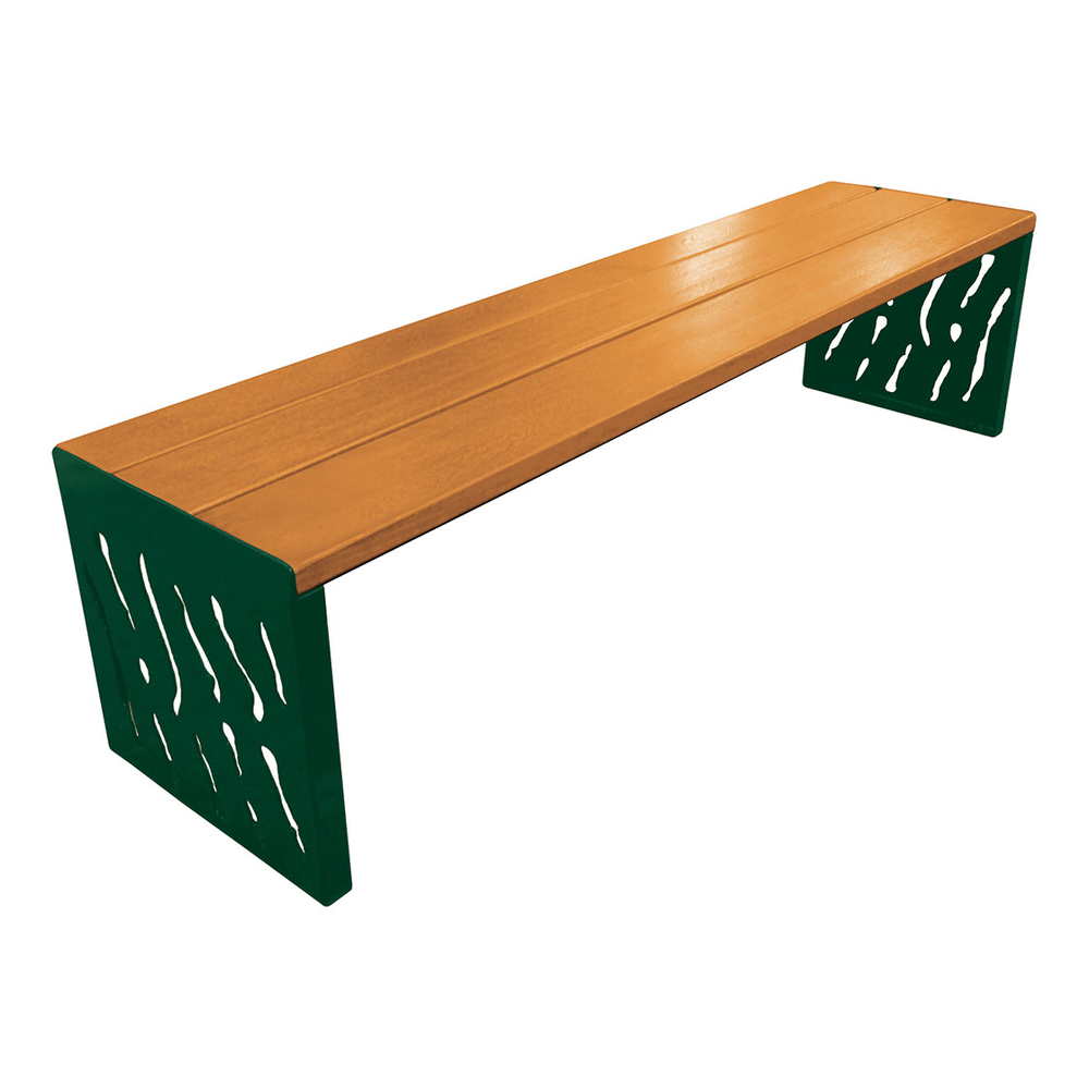 Banquette Venise acier et bois RAL6005 - lasuré chêne clair - PROCITY - 209169.6005.CHEC