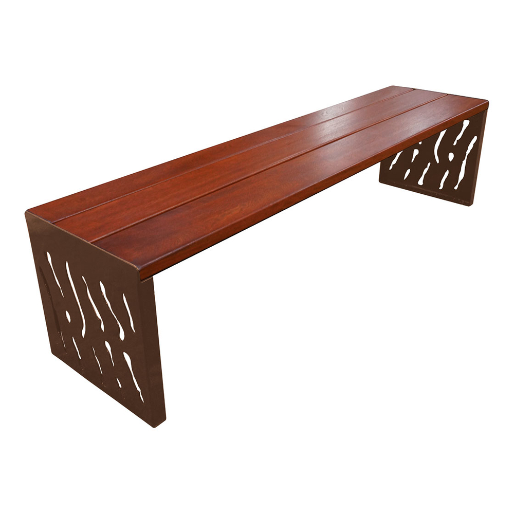 Banquette Venise acier et bois RAL8017 - lasuré acajou - PROCITY - 209169.8017.ACAJ