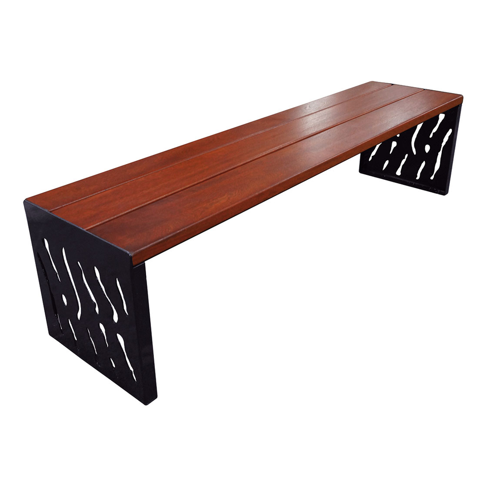 Banquette Venise acier et bois RAL9005 - lasuré acajou - PROCITY - 209169.9005.ACAJ