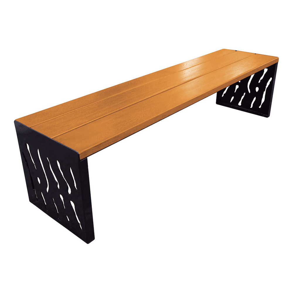 Banquette Venise acier et bois RAL9005 - lasuré chêne clair - PROCITY - 209169.9005.CHEC