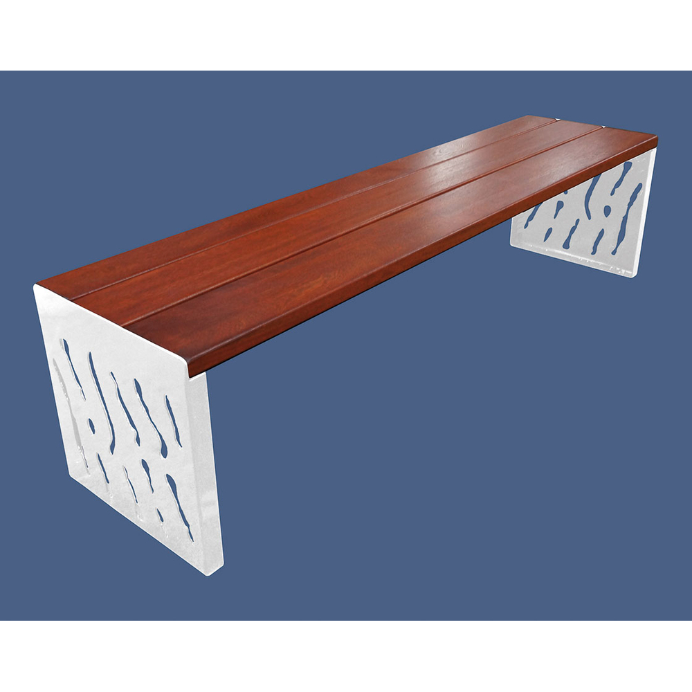 Banquette Venise acier et bois RAL9010 - lasuré acajou - PROCITY - 209169.9010.ACAJ