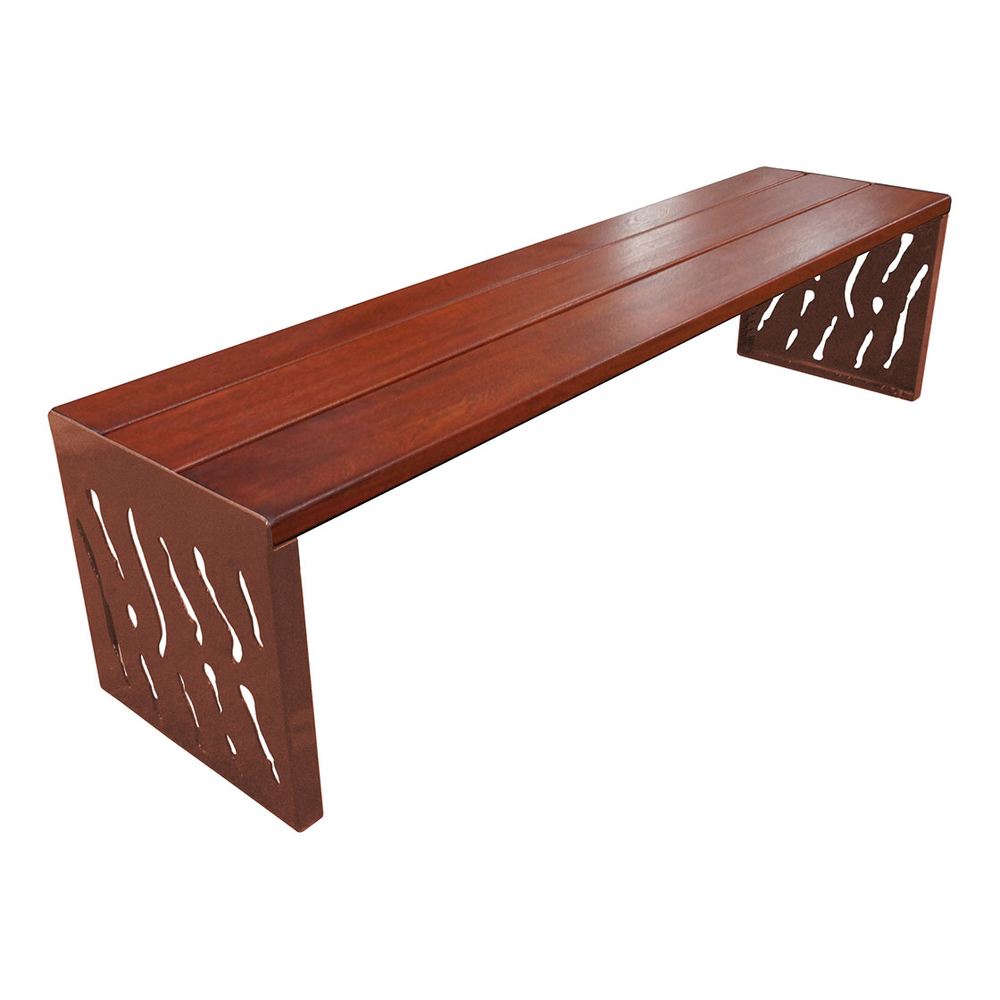 Banquette Venise acier et bois Aspect Corten - lasuré acajou - PROCITY - 209169.S025.ACAJ