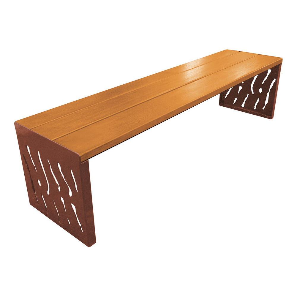 Banquette Venise acier et bois Aspect Corten - lasuré chêne clair - PROCITY - 209169.S025.CHEC
