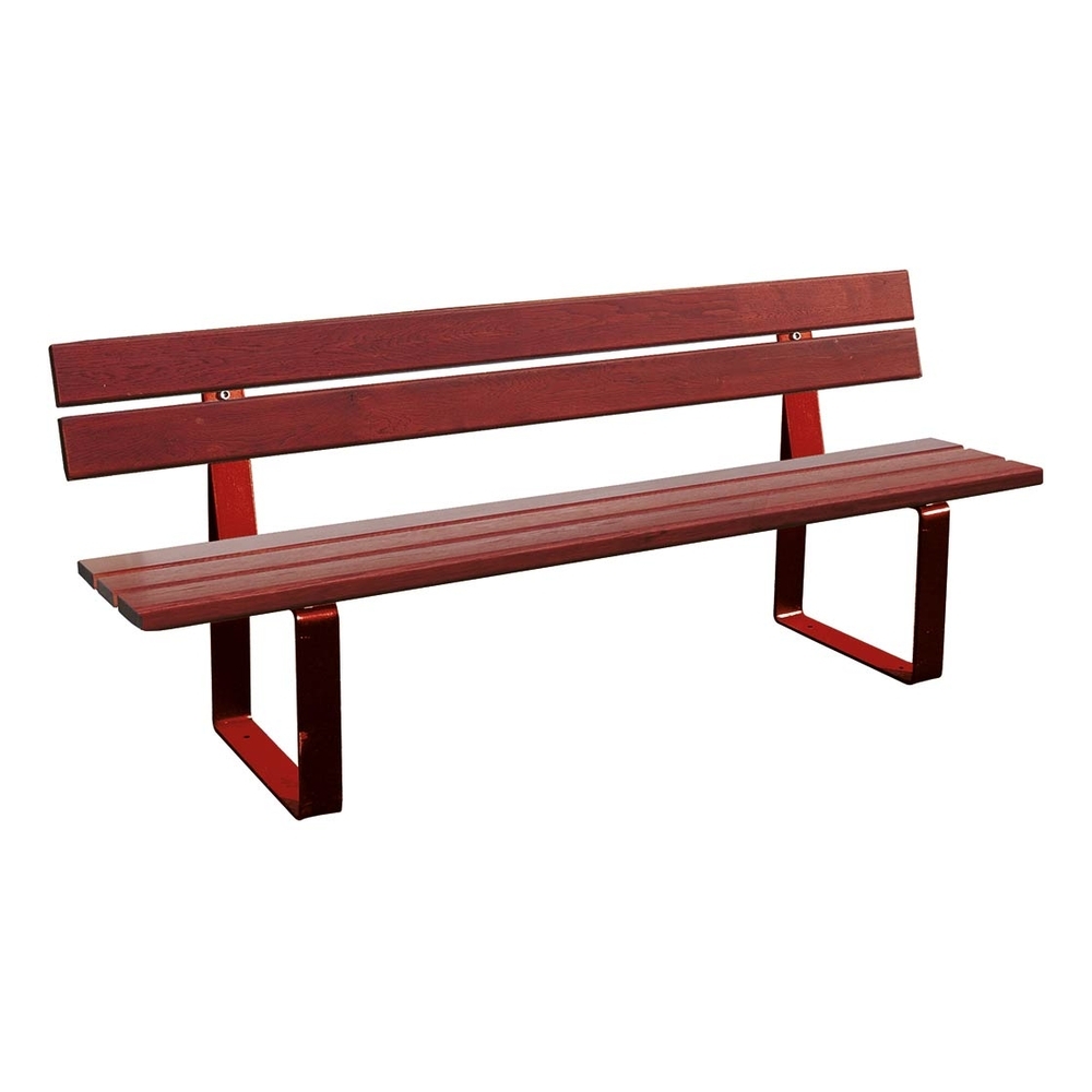Banc bois et acier Riga RAL3004 - Bois résineux lasuré acajou - PROCITY - 209410.3004.ACAJ