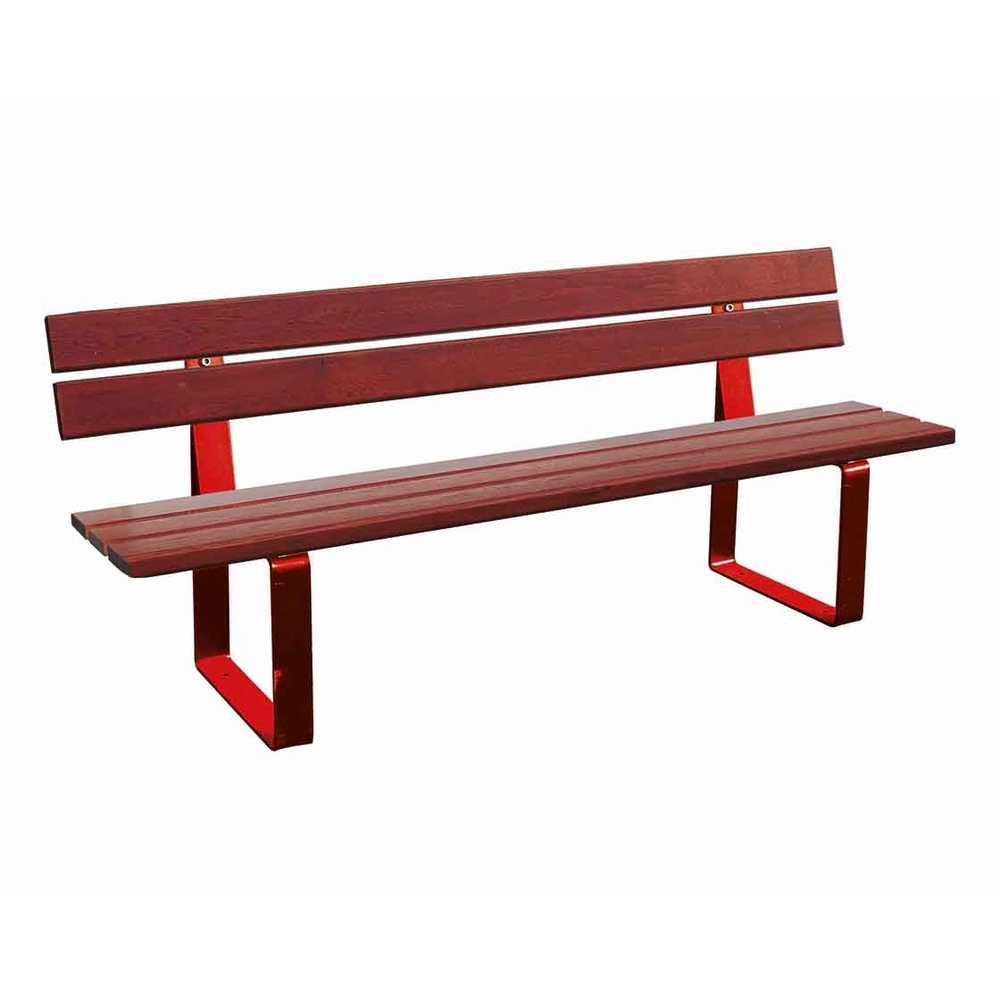 Banc bois et acier Riga RAL3020 - Bois résineux lasuré acajou - PROCITY - 209410.3020.ACAJ