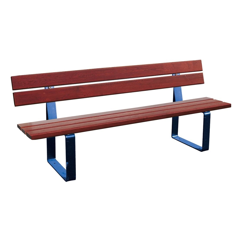 Banc bois et acier Riga RAL5010 - Bois résineux lasuré acajou - PROCITY - 209410.5010.ACAJ