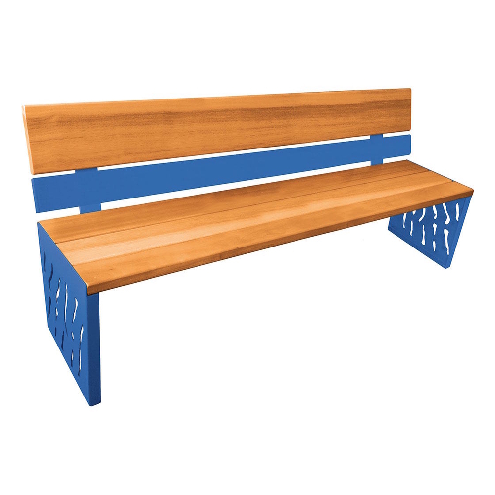 Banc bois et acier Venise RAL5010 - lasuré chêne clair - Dossier acier et bois - PROCITY - 209412.5010.CHEC