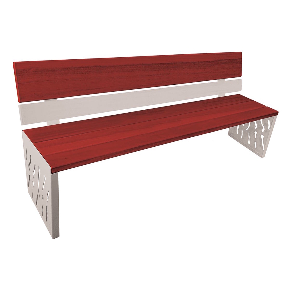 Banc bois et acier Venise RAL7044 - lasuré acajou - Dossier acier et bois - PROCITY - 209412.7044.ACAJ