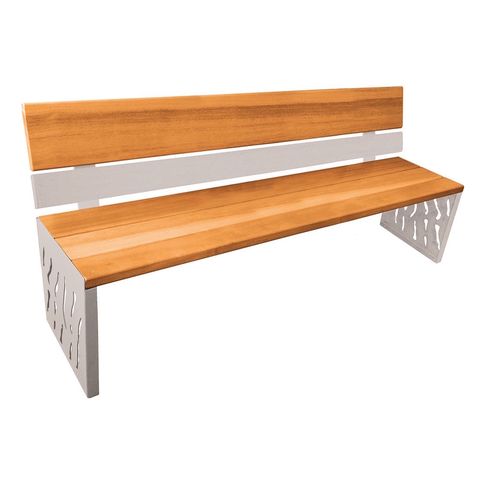 Banc bois et acier Venise RAL7044 - lasuré chêne clair - Dossier acier et bois - PROCITY - 209412.7044.CHEC