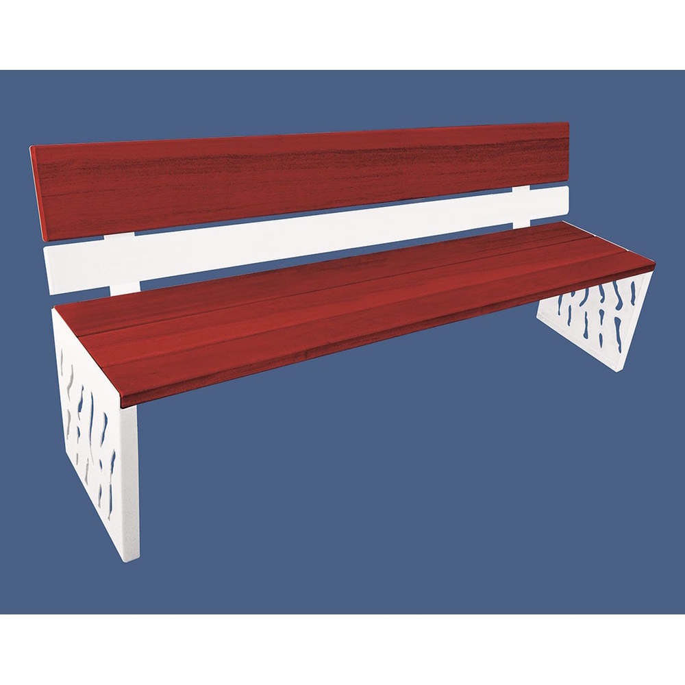 Banc bois et acier Venise RAL9010 - lasuré acajou - Dossier acier et bois - PROCITY - 209412.9010.ACAJ