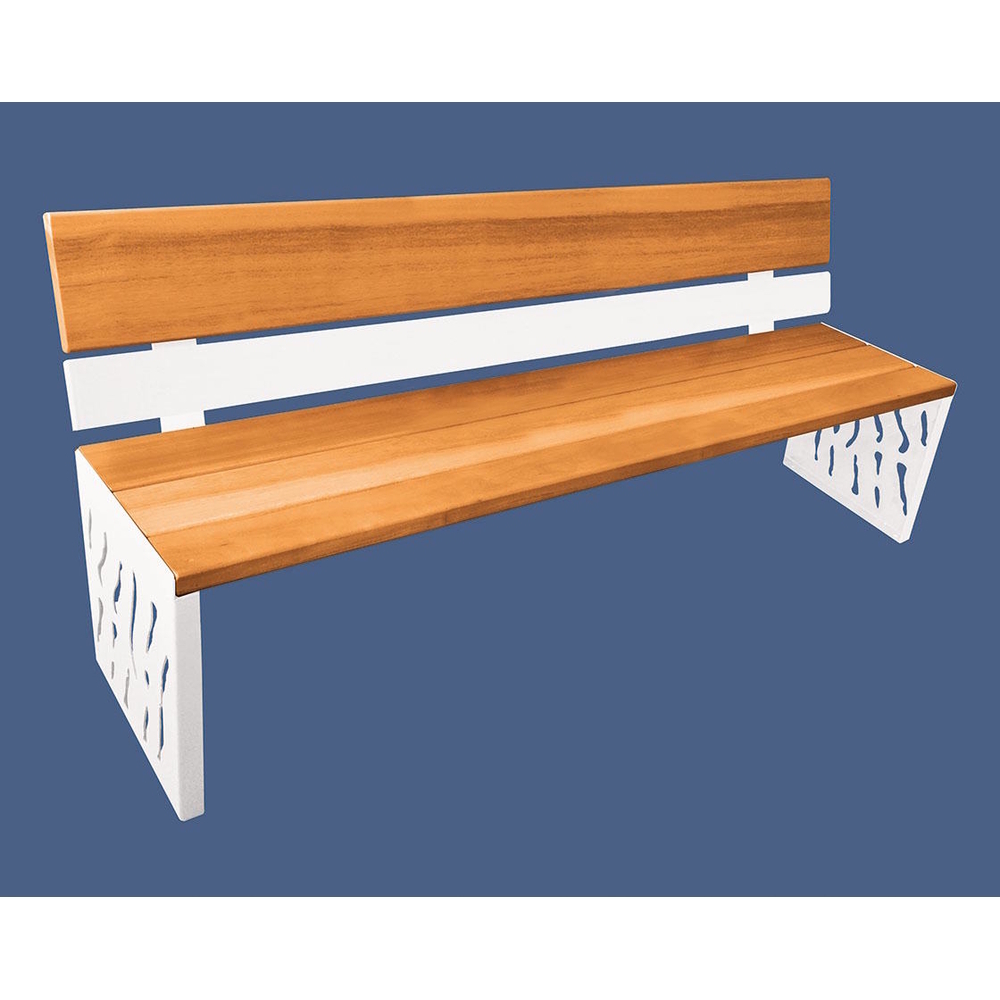 Banc bois et acier Venise RAL9010 - lasuré chêne clair - Dossier acier et bois - PROCITY - 209412.9010.CHEC