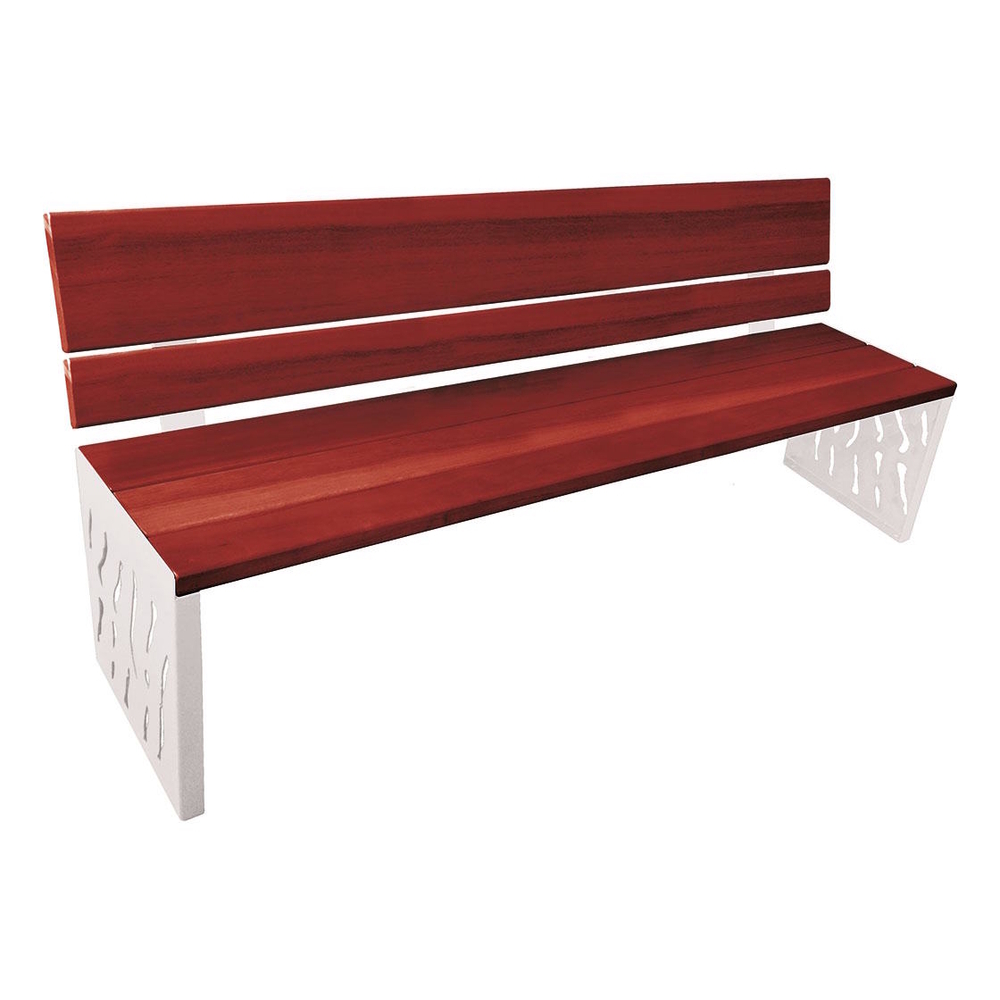 Banc bois et acier Venise RAL7044 - lasuré acajou - Dossier tout bois - PROCITY - 209416.7044.ACAJ