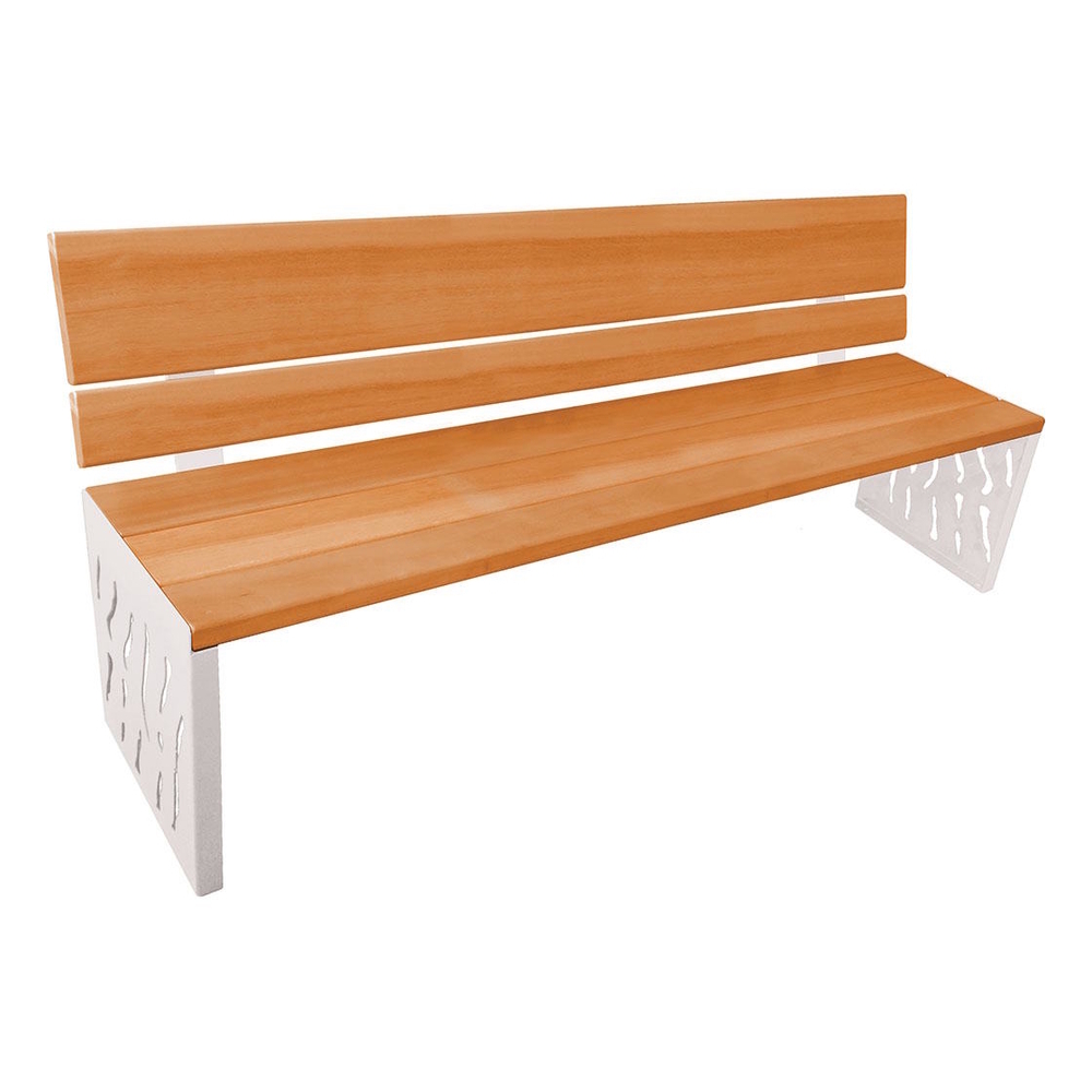 Banc bois et acier Venise RAL7044 - lasuré chêne clair - Dossier tout bois - PROCITY - 209416.7044.CHEC