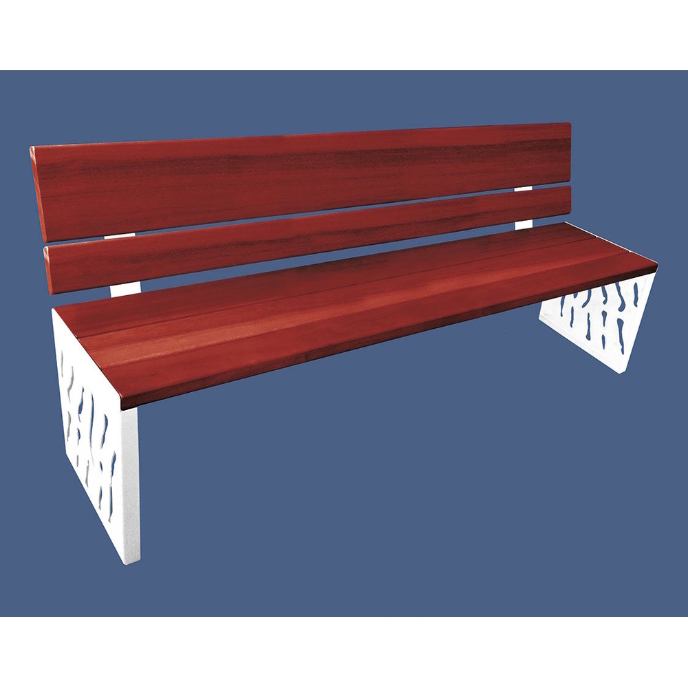 Banc bois et acier Venise RAL9010 - lasuré acajou - Dossier tout bois - PROCITY - 209416.9010.ACAJ