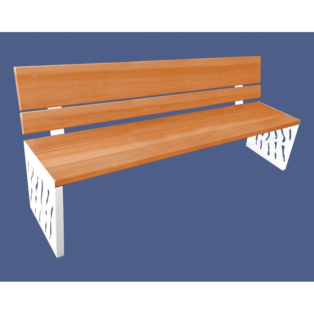 Banc bois et acier Venise RAL9010 - lasuré chêne clair - Dossier tout bois - PROCITY - 209416.9010.CHEC