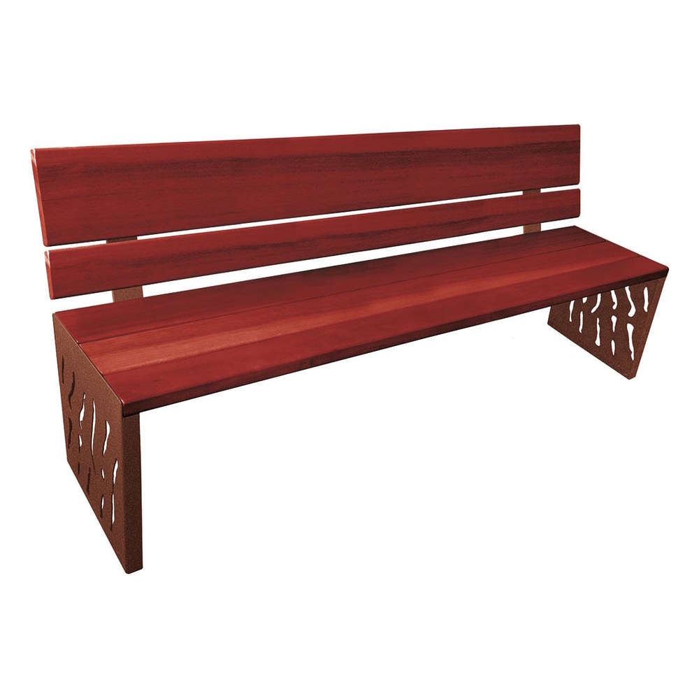 Banc bois et acier Venise Aspect Corten - lasuré acajou - Dossier tout bois - PROCITY - 209416.S025.ACAJ