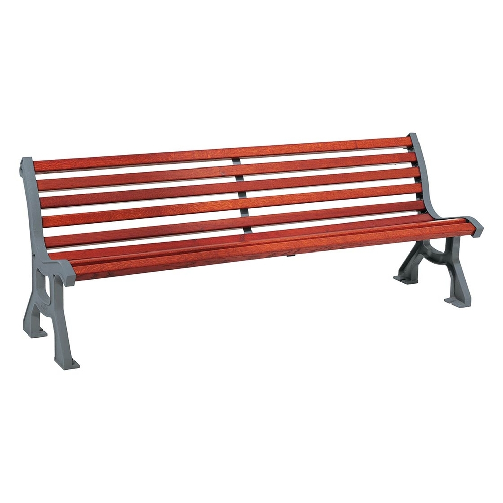 Banc bois et acier Lublin Gris métallisé - lasuré acajou - PROCITY - 209484.ACAJ