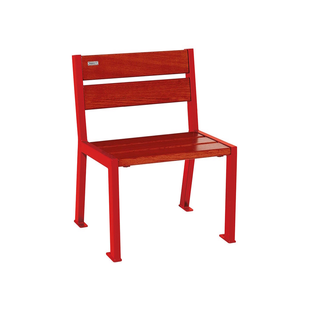 Fauteuil bois et acier Silaos 5 lames RAL3020 - Chêne lasuré acajou - Sans accoudoir - PROCITY - 209500.3020.ACAJ