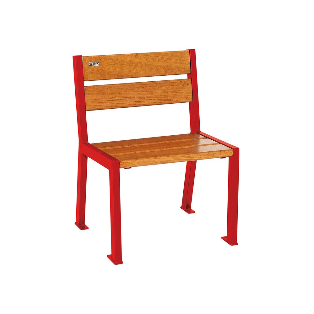 Fauteuil bois et acier Silaos 5 lames RAL3020 - Chêne lasuré chêne clair - Sans accoudoir - PROCITY - 209500.3020.CHEC