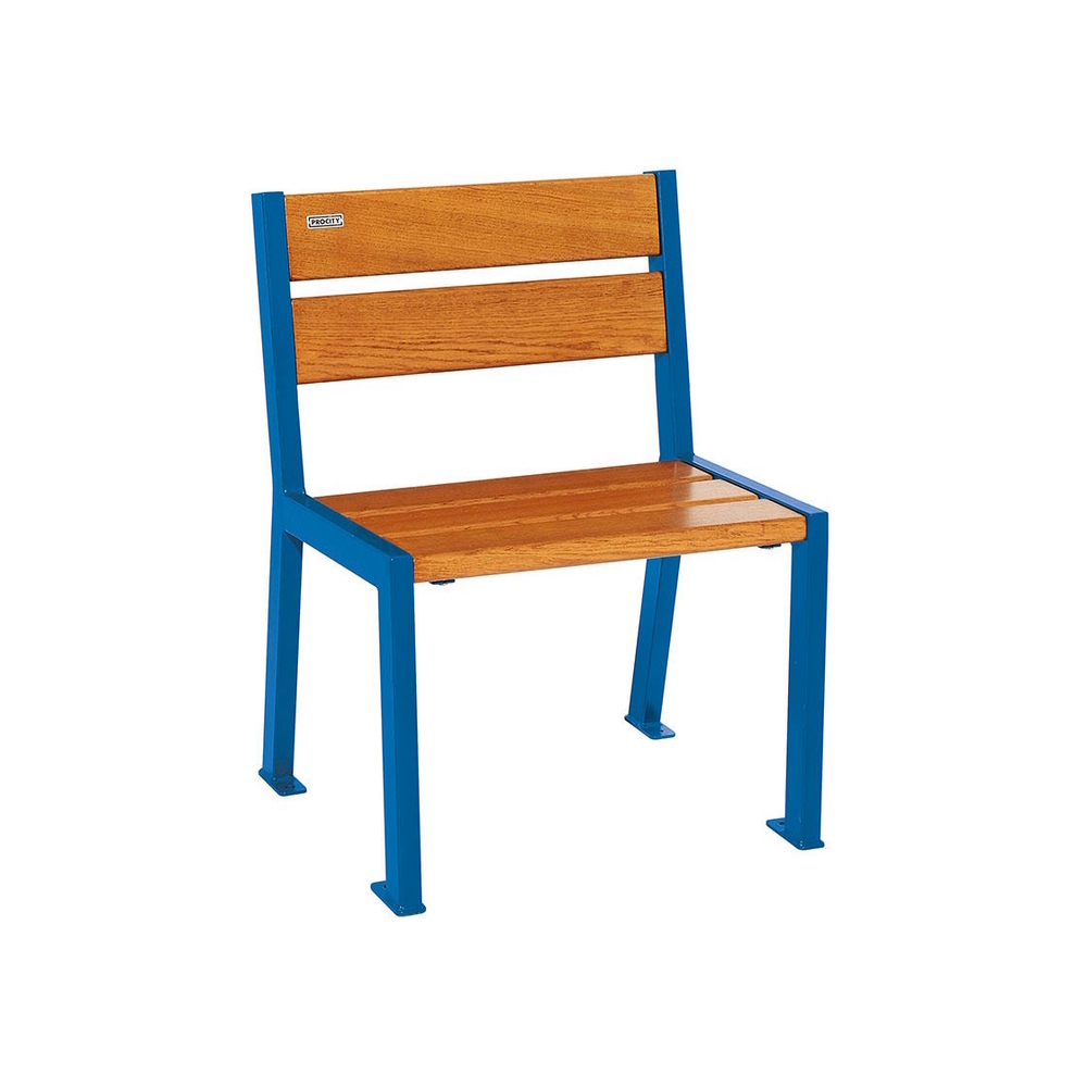 Fauteuil bois et acier Silaos 5 lames RAL5010 - Chêne lasuré chêne clair - Sans accoudoir - PROCITY - 209500.5010.CHEC