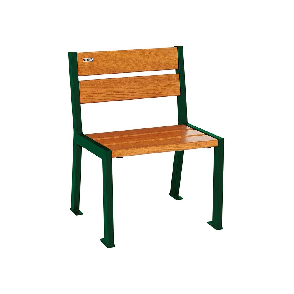 Fauteuil bois et acier Silaos 5 lames RAL6005 - Chêne lasuré chêne clair - Sans accoudoir - PROCITY - 209500.6005.CHEC