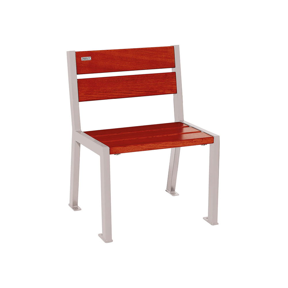 Fauteuil bois et acier Silaos 5 lames RAL7044 - Chêne lasuré acajou - Sans accoudoir - PROCITY - 209500.7044.ACAJ