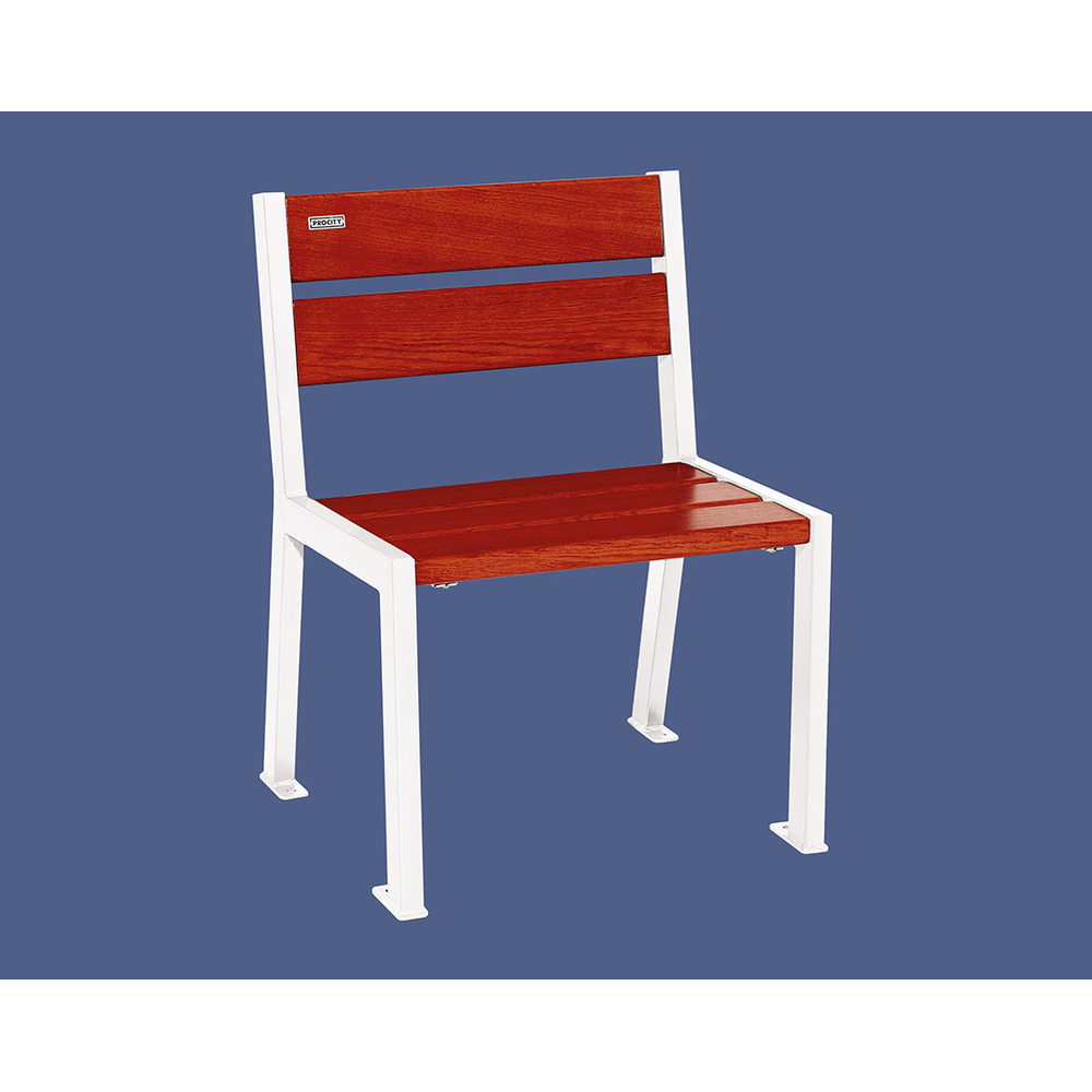 Fauteuil bois et acier Silaos 5 lames RAL9010 - Chêne lasuré acajou - Sans accoudoir - PROCITY - 209500.9010.ACAJ