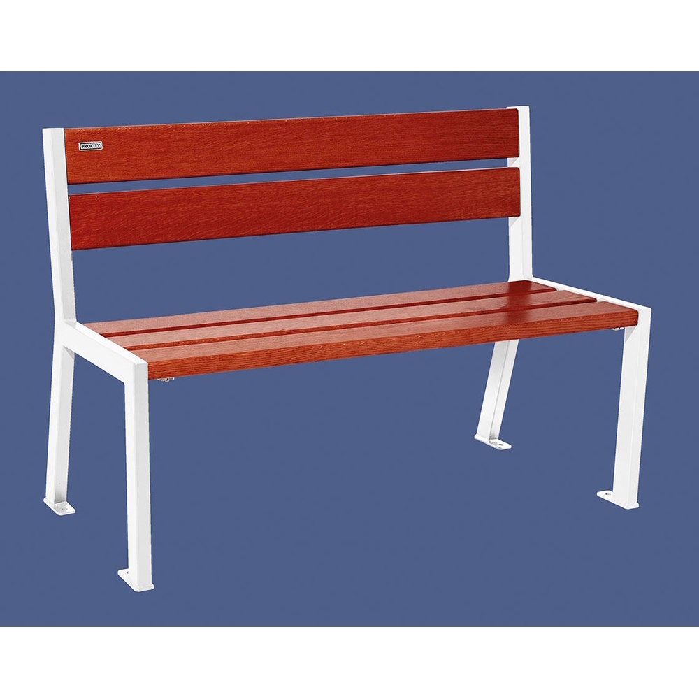 Banc bois et acier Silaos 5 lames RAL9010 - Chêne lasuré acajou - 1200mm - Sans accoudoir - PROCITY - 209501.9010.ACAJ