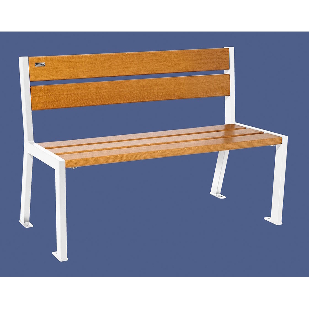 Banc bois et acier Silaos 5 lames RAL9010 - Chêne lasuré chêne clair - 1200mm - Sans accoudoir - PROCITY - 209501.9010.CHEC