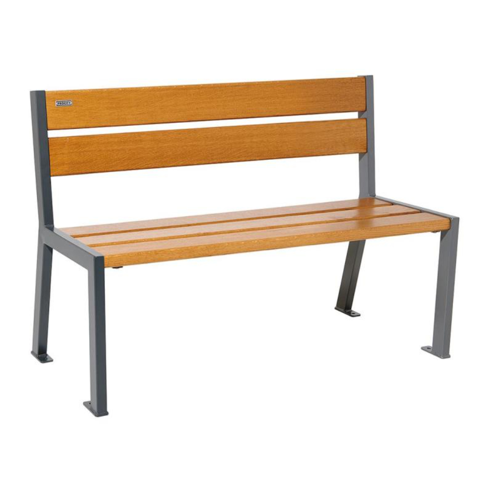 Banc bois et acier Silaos 5 lames Gris PROCITY - 209501.GPRO.CHEC